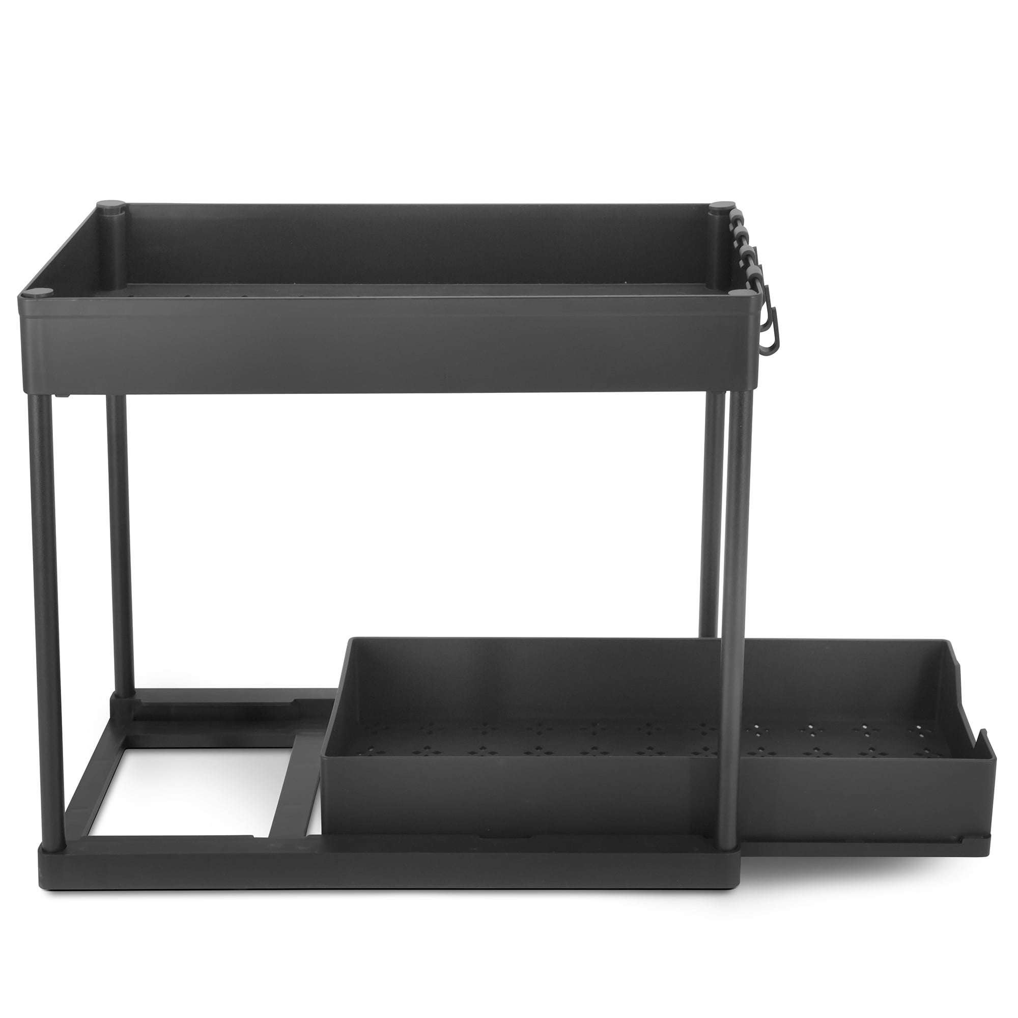 Eternal Living 2 Tier Under Sink Organizer & Storage with Drawer 4 Hooks&nbsp; for Bathroom Kitchen Organization, Black