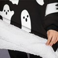 thumbnail image 3 of Oversized Wearable Blanket Hoodie,Black Halloween Ghosts Sherpa Blanket Hoodie with Super Pockets,Super Warm Fuzzy Pullover for Women & Men, 3 of 6