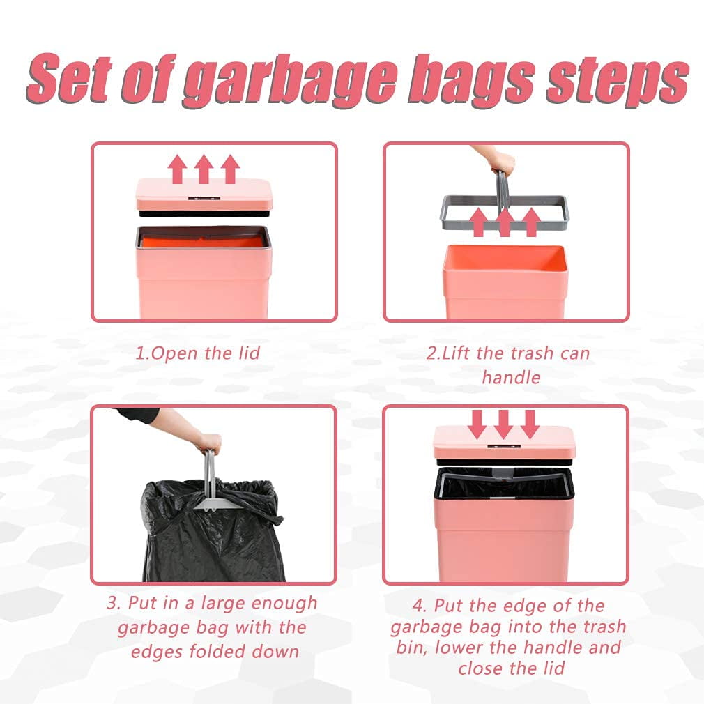 YRLLENSDAN Garbage Can 13 Gallon Tall Kitchen Trash Can Garbage Can with Lid Automatic Trash Cans Touchless for Bedroom Bathroom Home Office 50 Liter,3 Pack Pink