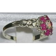 thumbnail image 3 of LBG 925 Sterling Silver Natural Opal and Ruby Womens Cluster Ring - Size 5.75, 3 of 4