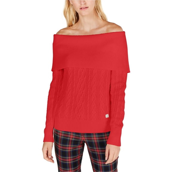 Tommy Hilfiger Womens Solid Pullover Sweater, Red, Small