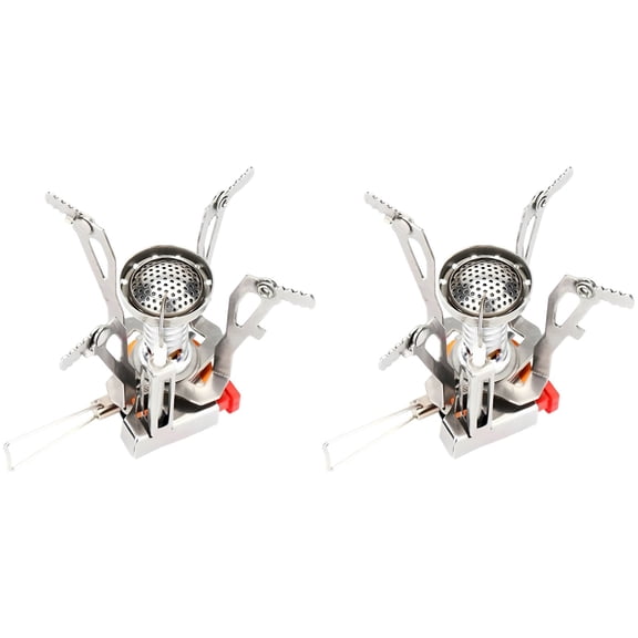 2 Packs Portable Stove for Camping with Electronic Ignition, Outdoor Mini Portable Folding Gas Stoves, 3.3 oz / 95 g Ultralight Backpacking Stove for Hiking Picnic, fits Pots 7.9 in / 20 cm