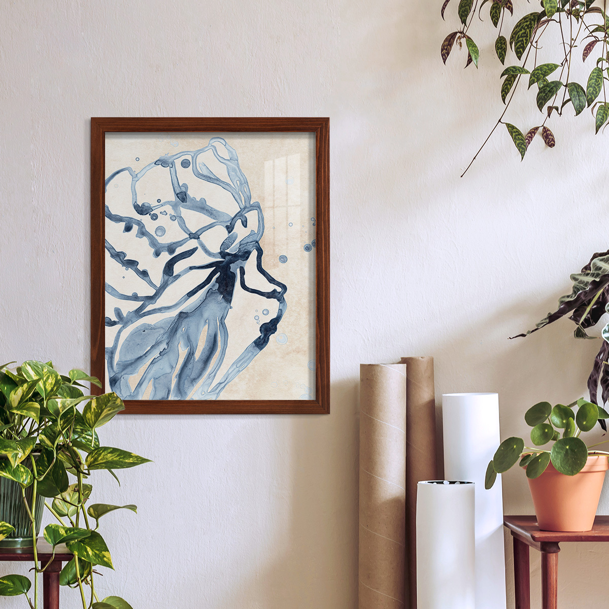 Water Shells I - Framed Print w/glass - Chestnut