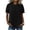 Black, variant on Womens Red Loose Fit Puff Sleeve Top Wrinkle Resistant Casual Short Sleeve Crew Neck Blouse,Size 2XL