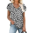 thumbnail image 4 of Ichuanyi Womens Shirts , Women's Short Sleeve Print V-Neck T-Shirt Loose Casual Summer Tee Tops, 4 of 7