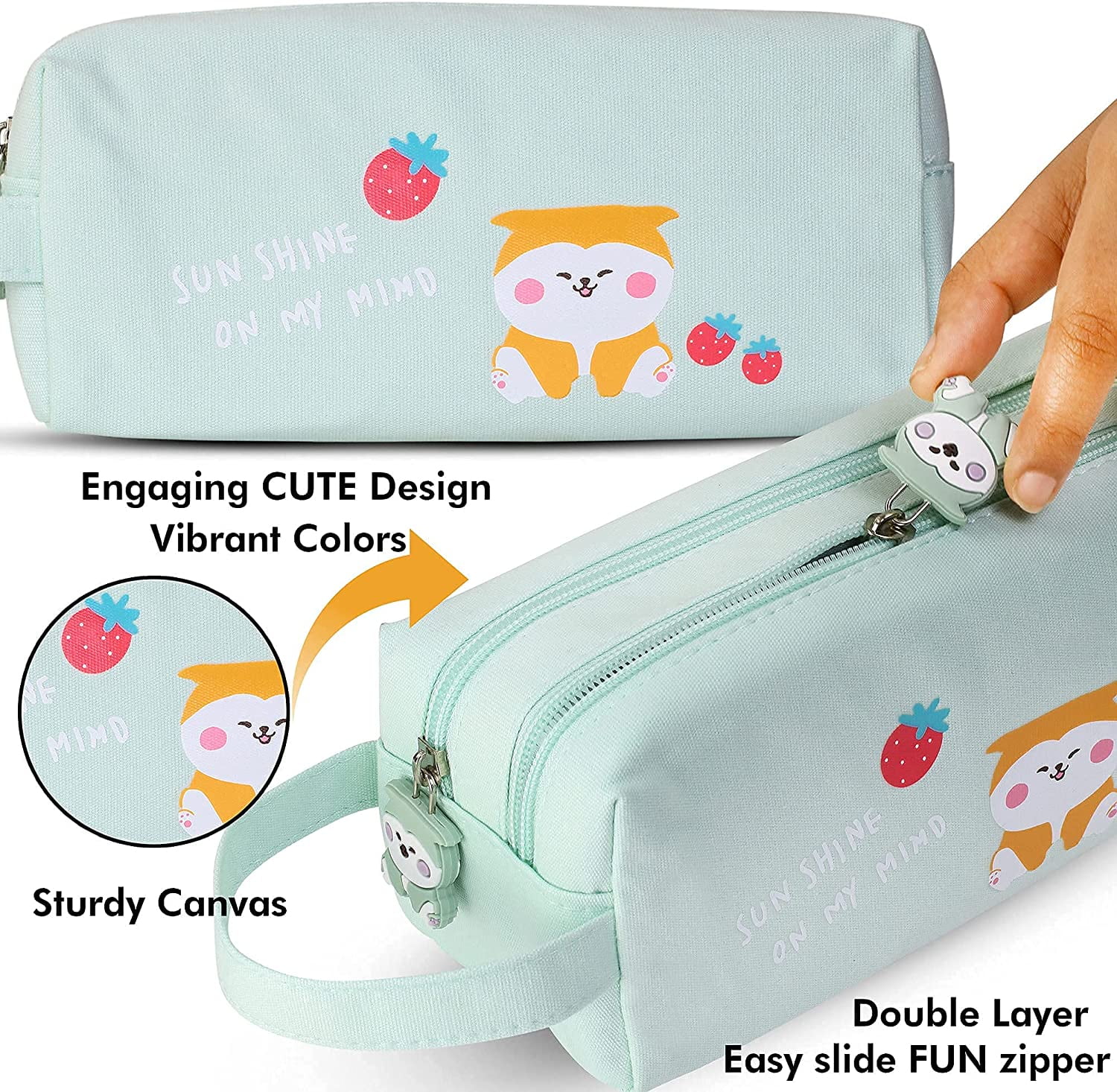 Gloppie Cute Pencil Case Small Pencil Pouch Simple Pencil Bags with Zipper  Pen Case Kawaii Pencil Case Office Supplies, Mint Breeze Green