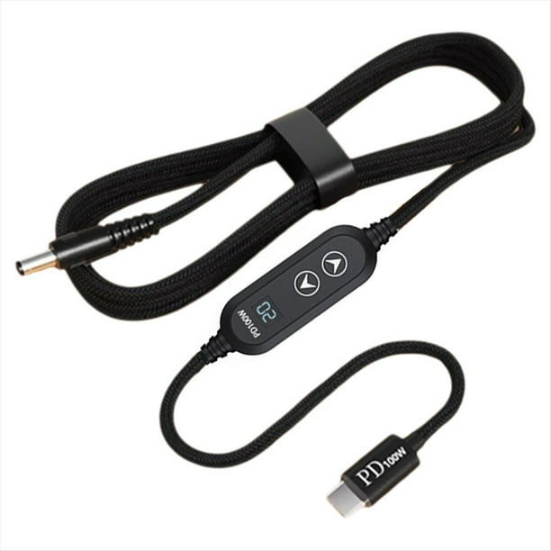 Cable de Refuerzo de CC Tipo C A CC, Convertidor de Refuerzo Ajustable de 5 V/9 V/12 V/15 V/20 V, Cable Disparador PD100W, Adaptador USB A CC.