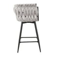 thumbnail image 3 of Lumisource Braided Renee Contemporary Counter Stool in Black Steel and Silver Velvet - Set of 2, 3 of 7