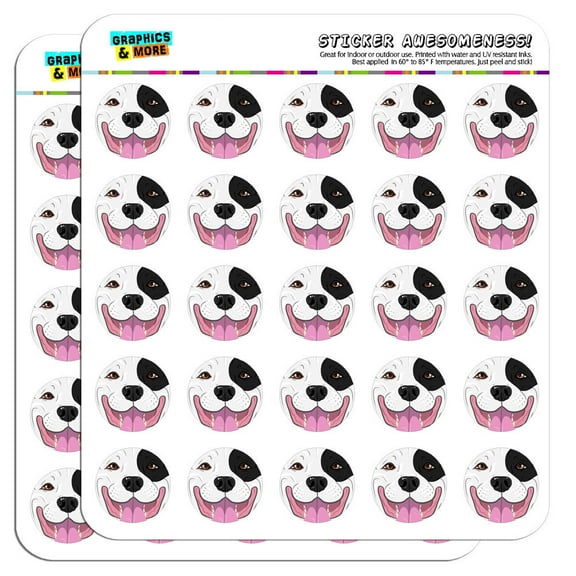 Pit Bull Face Black and White Dog 1" Scrapbooking Crafting Stickers