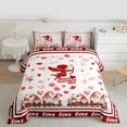 thumbnail image 2 of Homewish Valentines Day Gifts Queen Comforter Set,Cute Cartoon Gnome Bedding Sets,Kawaii Heart Print Bedding Comforter Set For Girls Boys,Microfiber Bedroom Decor Reversible,3pcs, 2 of 8