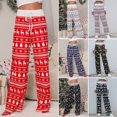 thumbnail image 3 of Pantalones de pijama navideños para mujer Pantalones de cintura alta con estampado de cordón Pantalo Abanopi Extragrande, 3 of 7