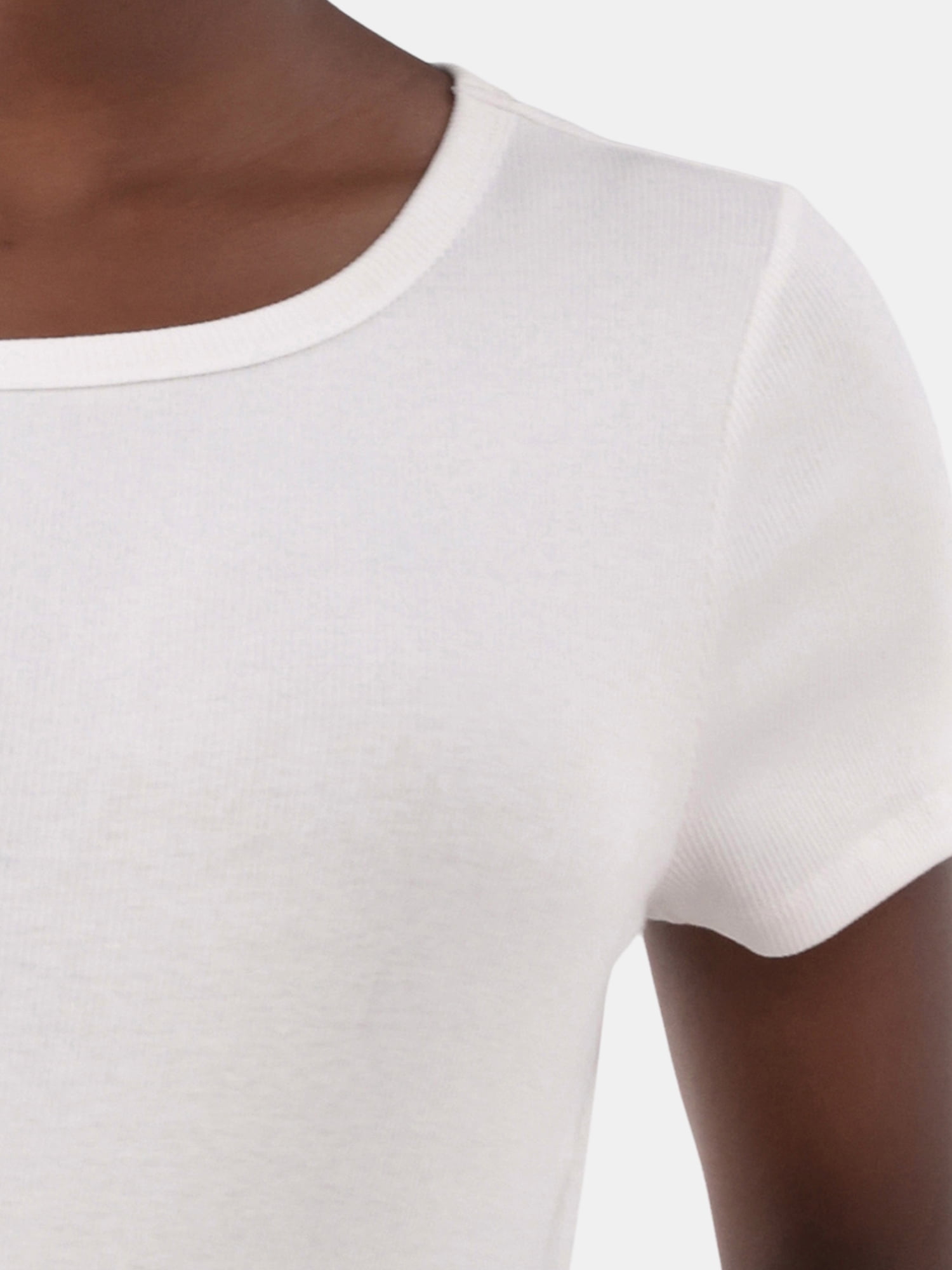 Time and Tru Women’s Rib Crewneck Tee with Short Sleeves, Sizes XS-XXXL