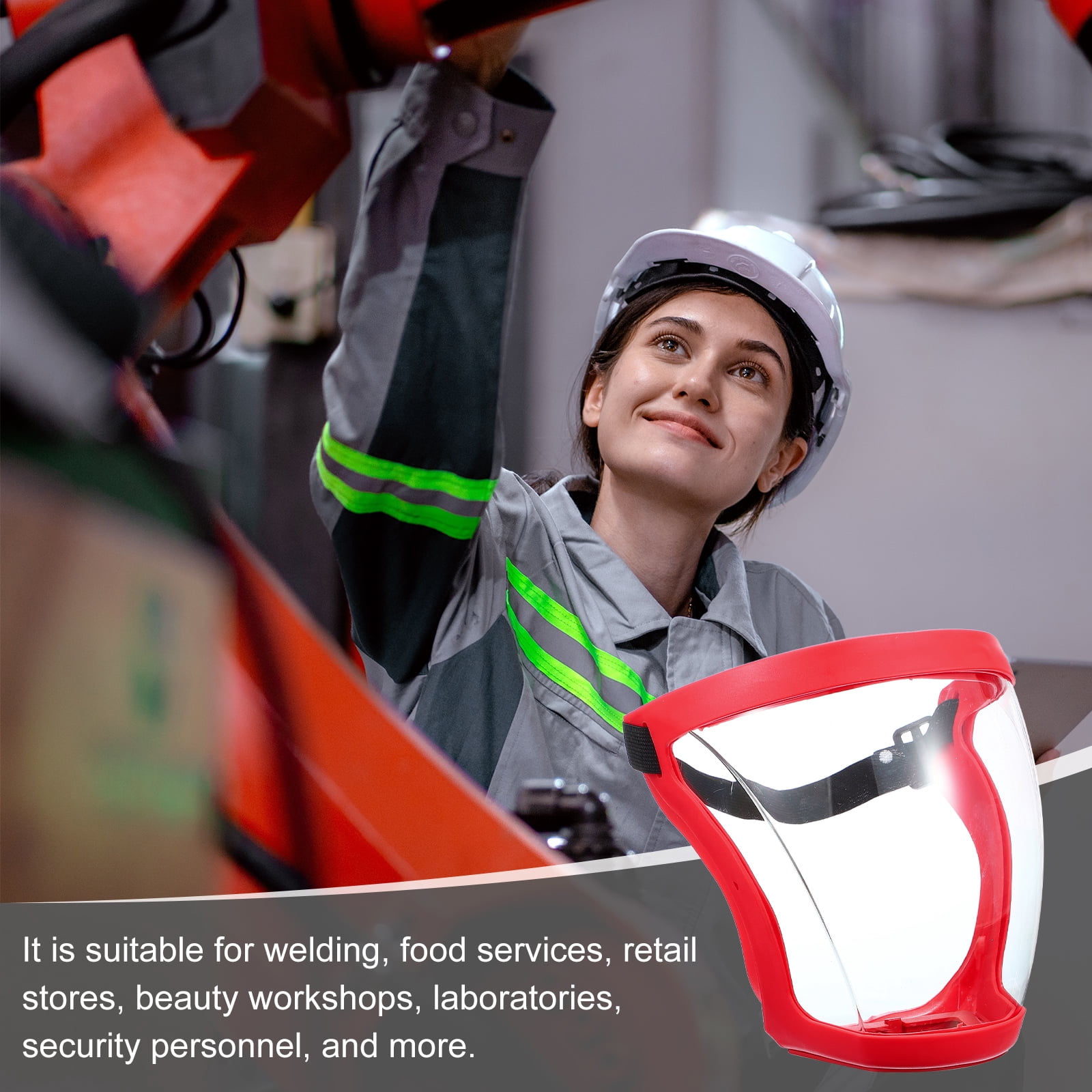 Uxcell Full Safety Face Shields, Anti Fogging Full Safety Face Protection Face Shield Red