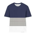 thumbnail image 3 of Lzobxe Going Out Tops for Women Contrasting Striped Printed Short Sleeved Round Neck Pullover Top,Sizes S-2XL, 3 of 3