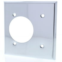 Cooper Wiring Devices 192 2-Gang Single Power Outlet Wallplate, 2.15" Diameter Off-Center Opening, Chrome Plated