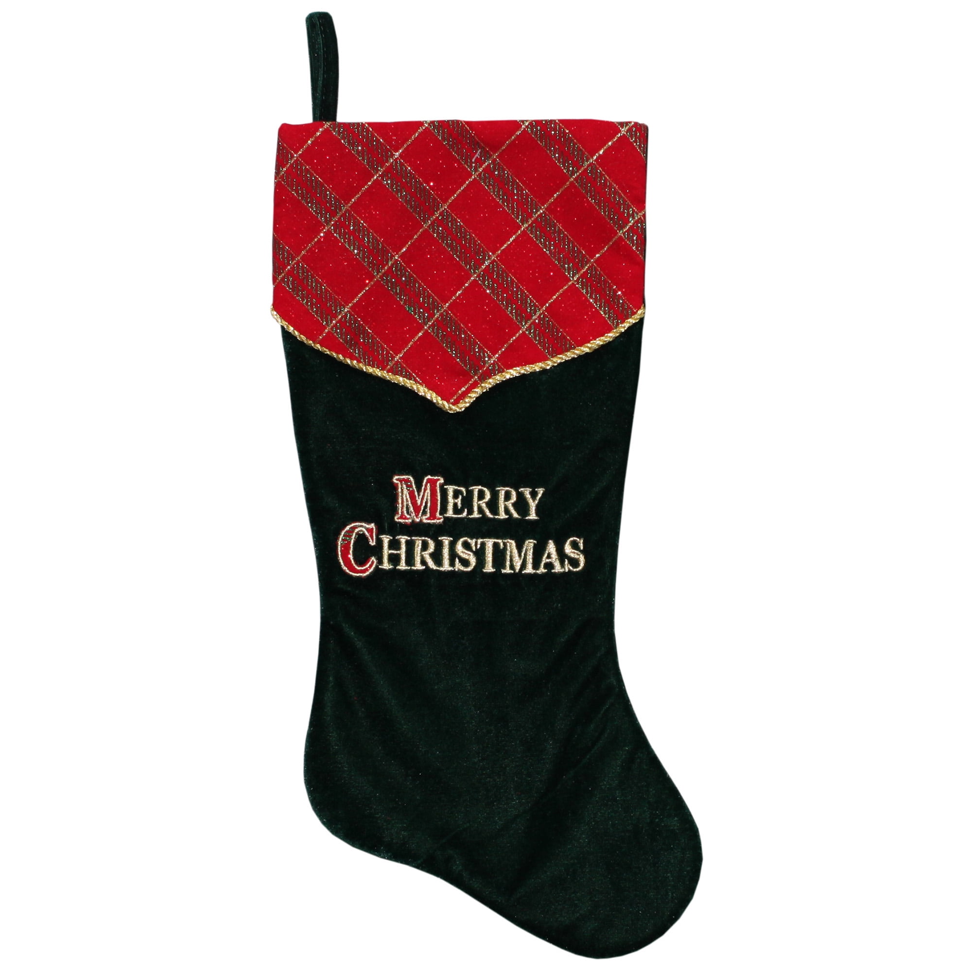 19" Green and Red 'Merry Christmas' Christmas Stocking