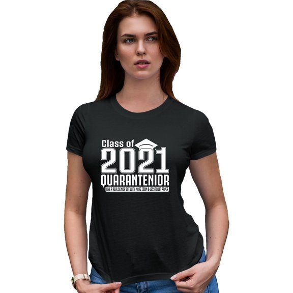 Womens Class Of 2021 Quarantenior Funny Graduate Quarantine Deluxe Soft T-Shirt