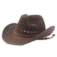 thumbnail image 2 of Straw Cowboy Hat, Floppy Sun Hat Wide Birm Fedora Panama Hat for Summer Beach Travel Golf Garden, 2 of 6