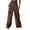 Coffee, variant on Aellinatey High elastic casual solid color high waist zipper elegant button straight pants