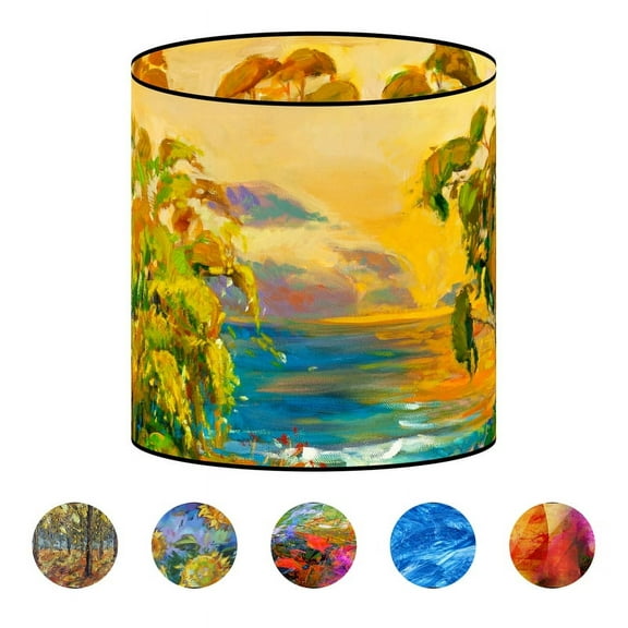 LampPix 10.00" Table Lamp Shade - Weeping Willows at Sunset Custom Printed Canvas Desk Lampshade with Acrylic Uno Fitting by ArtToFrames (LP-173)