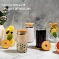 thumbnail image 6 of Combler 16 oz Can Glass Cups Set of 6 with Bamboo Lids, Glass Straws & Cleaning Brushes - Ideal for Drinks, 6 of 6