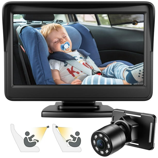 Cámara de coche para bebés FEISIKE de 4,3 pulgadas con visión nocturna infrarroja HD