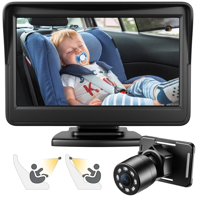 Cámara de coche para bebés FEISIKE de 4,3 pulgadas con visión nocturna infrarroja HD