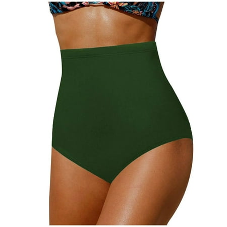 Womens Bikini Bottoms High Waisted Bikini Bottom Tummy Control Bathing Suit Full Coverage Bikini Bottom Thong Brazilian Bikini Beach Wear Birthday Gifts for Women
