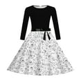thumbnail image 4 of oqasdz Robes pour Filles Robe de Fête Imprimée avec Lacets devant Manches Longues et Dos Élastique Fermeture Éclair pour Fête de Vacances, 4 of 5