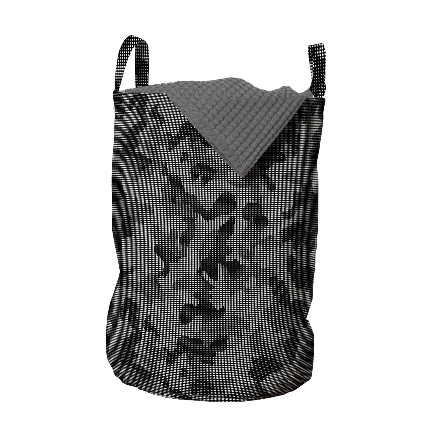 Abstract Laundry Bag, Monochrome Camouflage Pattern of Geometric