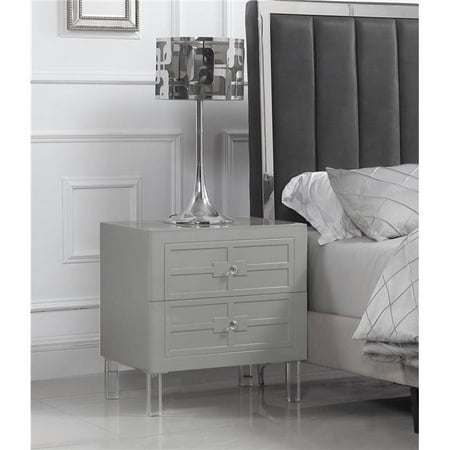 Chic Home Fst2755 Lucca Nightstand Side Table With 2 Self Closing Drawers Lacquer Acrylic Knob Legs For Modern Contemporary 44 Grey Walmart Canada