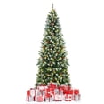 thumbnail image 1 of Patiojoy 7ft Pre-lit Artificial Christmas Tree Slim Artificial Xmas Tree w/ 350 Replaceable LED Lights & 818 Branch Tips, 1 of 10