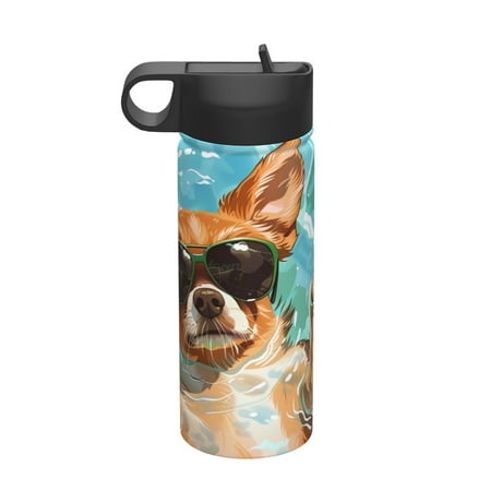 

Qekee Funny Swimming Chihuahua Print 18OZ Sports Insulated Kettle Coffee Mug Travel Tea Mug Thermos Cup 18 Stainless Steel Water Bottle For Running Hiking Cycling