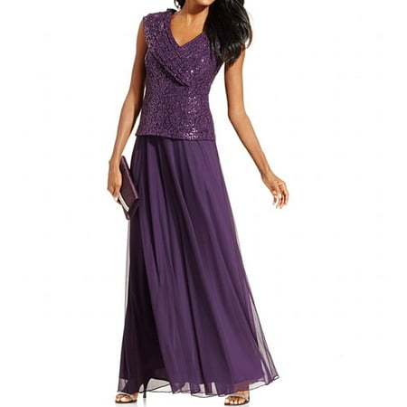 PATRA - PATRA $219 NEW Womens 3573 Purple Sequined Lace Formal Plum ...