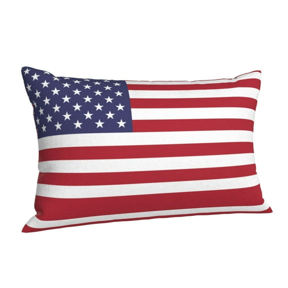 America Flag Throw Pillow Cushion Cover Decorative Rectangle Pillow Case 20"x30"