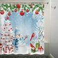 thumbnail image 3 of Christmas Shower Curtain, Cute Snowman Xmas Tree Shower Curtains Set, Winter Snowflakes Bathroom Accessories Decor Durable Polyester Fabric, Blue Red 72X72in, 3 of 5