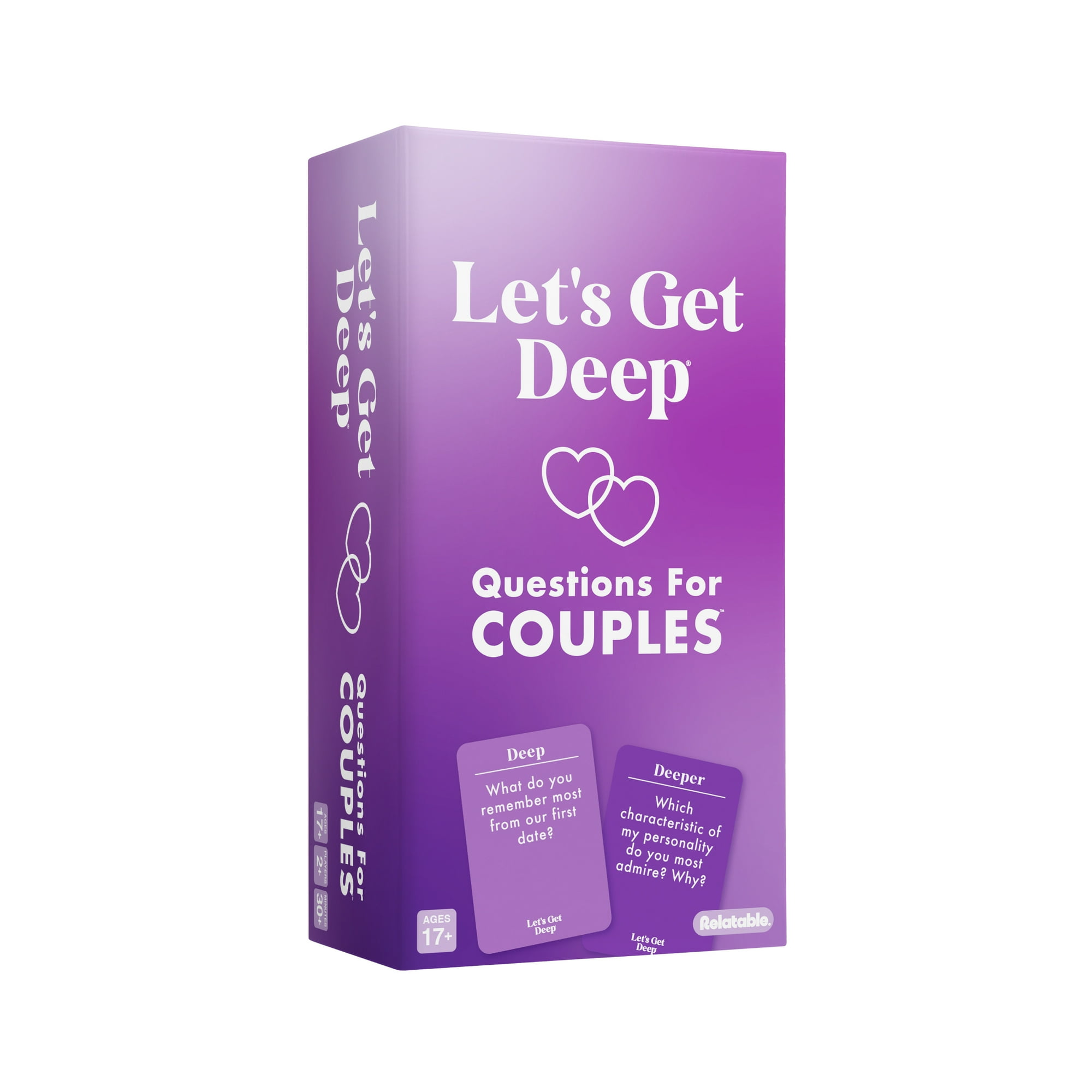 Let’s Get Deep by Relatable - Intimacy Card Game with 200 Questions, Perfect for Date Nights, Gifts for Bride to Be