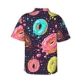 thumbnail image 3 of Balery Donuts1 Print Men's Hawaiian Shirts Short Sleeve Beach Shirt Relaxed Fit Vacation Button Down Shirts-Small, 3 of 9