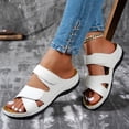 thumbnail image 3 of Rokment Womens Comfortable Ortho Wedge Walking Sandals with Arch Support & Adjustable Bands Beach Casual Leather Platform Slip on Mid Heels Backless Slides Summer White Size 6.5, 3 of 6