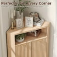 thumbnail image 5 of Vabches Fluted Corner Cabinet for Small Space, Modern Corner Storage Cabinet with 2 Doors and Adjustable Shelf for Bathroom, Kitchen, Living Room, Natural, 5 of 9