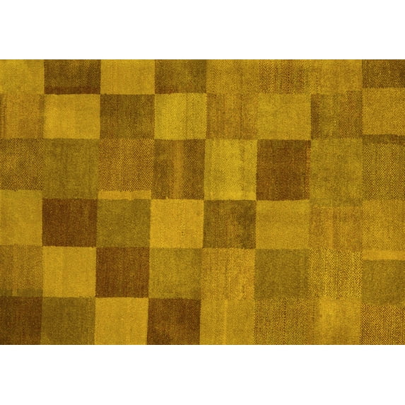 Ahgly Company Indoor Rectangle Oriental Yellow Modern Area Rugs, 2' x 5'