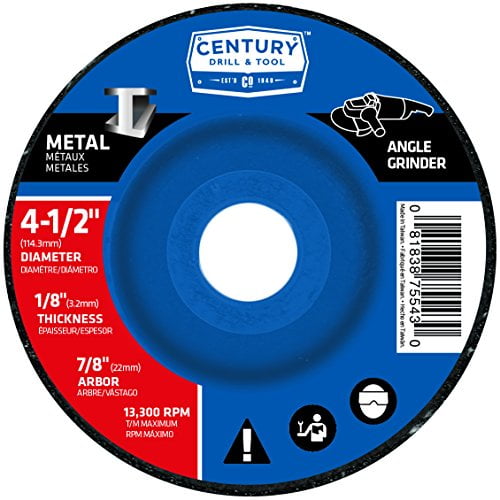Century Drill & Tool 75543 Type 27 Metal Grinding Wheel, 4-1/2" X 1/8"