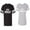 Men Black / Women Heather, variant on Prince & Princess Unisex Couple Matching Cotton Jersey style T-Shirt Contrasting stripes on sleeves (Men Black / Women Black) (Men S / Women S)