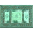 thumbnail image 1 of Ahgly Company Machine Washable Indoor Rectangle Southwestern Turquoise Blue Country Area Rugs, 8' x 12', 1 of 4