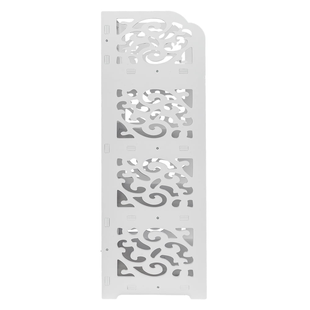 Kepooman 4 Tiers Wood-plastic Board Carved Shoe Rack, White B Kepooman 4 Tiers Wood-plastic Board Carved Shoe Rack, White B