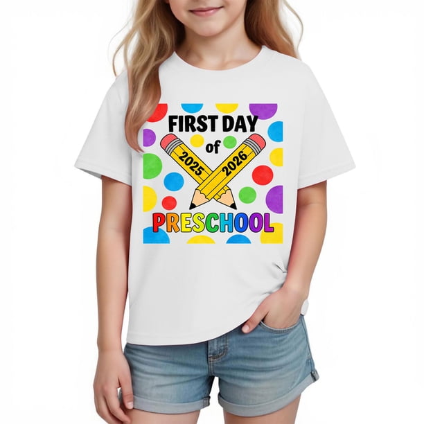 Camisetas de Manga Corta Linda para Niños Niños Y Niñas con Impresión Gráfica, Tee Casual de la Temporada Escolar para el Parque Infantil Y la Familia