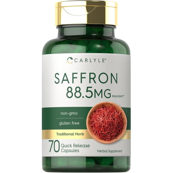 Saffron Extract Capsules | 70 Count | Non-GMO & Gluten Free Supplement | By Carlyle