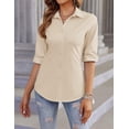 thumbnail image 3 of Zeagoo Women Button Up Shirt 3/4 Sleeve Button Down Dress Shirts Basic Cotton Fitted Button Up Shirts, 3 of 6
