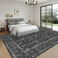 thumbnail image 6 of Garvee 8'x10' Vintage Floral Area Rug, Traditional Oriental Distressed Carpet, Machine Washable Non Slip Low Pile Stain Resistant Indoor Rug for Living Room Bedroom Dining Room Home Decor, Black, 6 of 9
