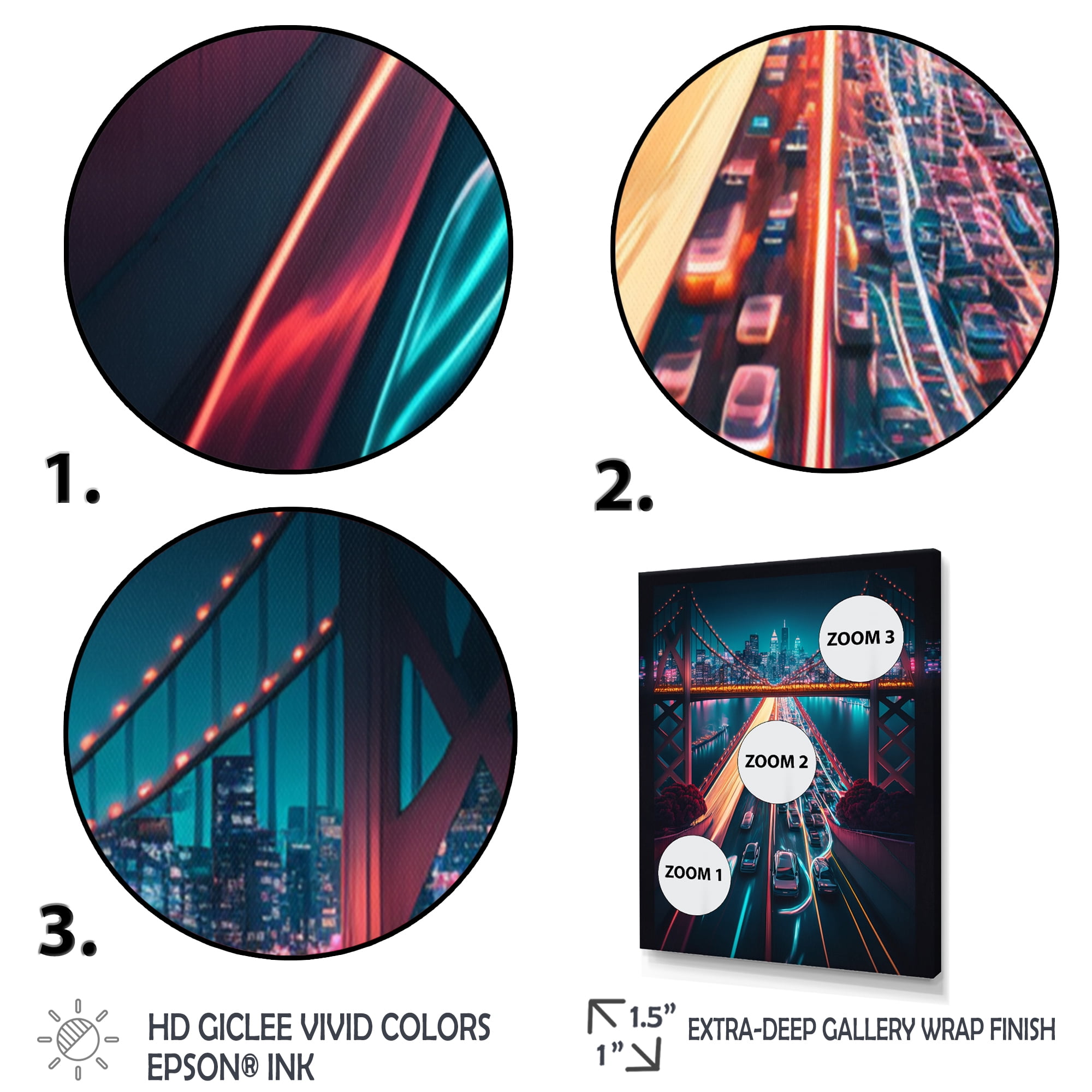 Designart Futuristic San Francisco Neon II Canvas Wall Art